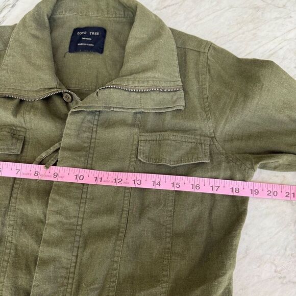 Love Tree linen blend military green utility jacket size M - Picture 6 of 8